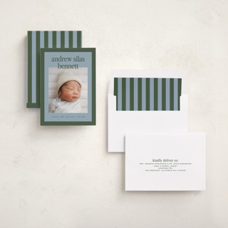 This is a fern birth announcements with standard by Kelly Watkins called classic color printing on recycled smooth signature in standard