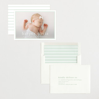This is a fern birth announcements with standard by Alexandra Cohn called portraiture printing on recycled smooth signature in standard