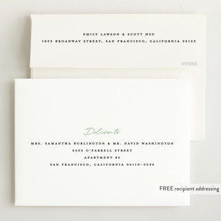 This is a sage birth announcements with standard by Bethan called handwriting printing on recycled smooth signature in standard