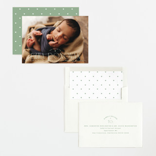 This is a caterpillar birth announcements with standard by Corinne Malesic called little heart printing on recycled smooth signature in standard