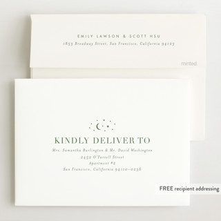 This is a sage birth announcements with standard by Sarah Curry called simply named printing on recycled smooth signature in standard