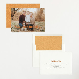 This is a sunshine birth announcements with standard by Corinne Malesic called we are family printing on recycled smooth signature in standard