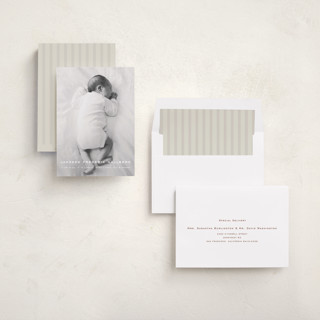 This is a pearl birth announcements with standard by chocomocacino called pastizzi printing on recycled smooth signature in standard