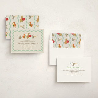 This is a sage birth announcements with standard by Jackie Crawford called woodland jamboree printing on signature in standard
