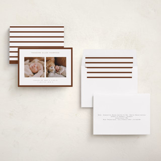 This is a hickory birth announcements with standard by Juneau Designs called pure love printing on recycled smooth signature in standard