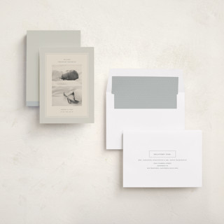 This is a powder birth announcements with standard by Ellen Schlegelmilch called pinstripe printing on recycled smooth signature in standard