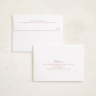 This is a peach birth announcements with standard by Ellen Schlegelmilch called tiny polka dots printing on recycled smooth signature in standard