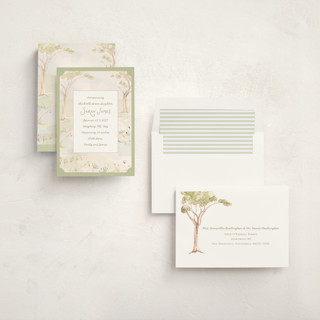 This is a sage birth announcements with standard by Teju Reval called dreamy lake printing on signature in standard