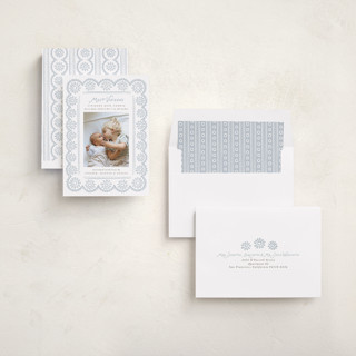 This is a cloud birth announcements with standard by Laura Hankins called handdrawn eyelet printing on recycled smooth signature in standard