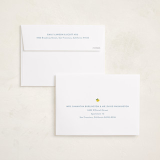 This is a carribean birth announcements with standard by Carolyn MacLaren called lemon stripes printing on recycled smooth signature in standard