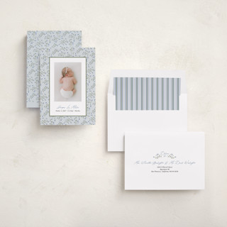 This is a powder birth announcements with standard by Kate Ahn called ditsy floral frame printing on recycled smooth signature in standard