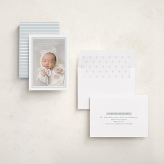This is a soft sky birth announcements with standard by Olivia Raufman called tailored frame printing on recycled smooth signature in standard