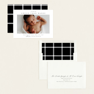 This is a sugar birth announcements with standard by Chris Griffith called frame of happiness printing on recycled smooth signature in standard