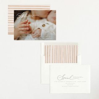 This is a cotton birth announcements with standard by Creo Study called sibling intro printing on recycled smooth signature in standard