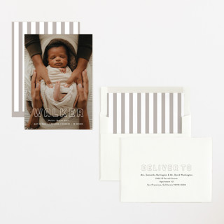 This is a powder birth announcements with standard by Sara Hicks Malone called snug printing on recycled smooth signature in standard