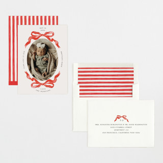 This is a candy birth announcements with standard by Pati Cascino called gibson printing on recycled smooth signature in standard