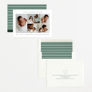 This is a evergreen birth announcements with standard by Jennifer Postorino called minimalist printing on recycled smooth signature in standard