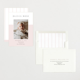 This is a peony birth announcements with standard by Kasia Labocki called cherished printing on recycled smooth signature in standard