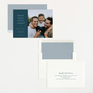 This is a jade birth announcements with standard by That Girl Press called favorite things printing on recycled smooth signature in standard