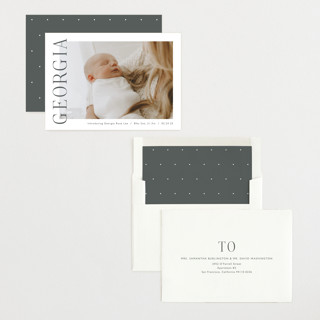 This is a ink birth announcements with standard by Carolyn MacLaren called the chic side printing on recycled smooth signature in standard