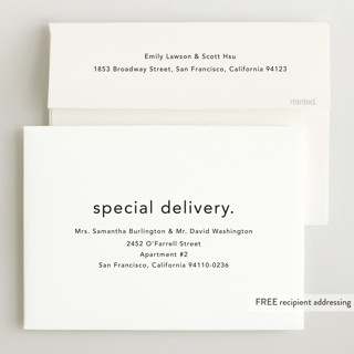 This is a cotton birth announcements with standard by Stacey Meacham called simple name printing on recycled smooth signature in standard