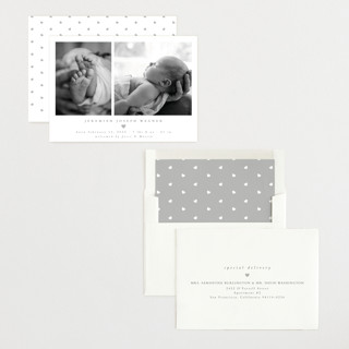 This is a cloud birth announcements with standard by Emily Sabol Goss called effortless printing on recycled smooth signature in standard