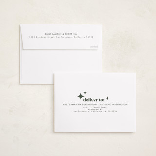 This is a forest birth announcements with standard by Kristen Knechtel called big type printing on recycled smooth signature in standard