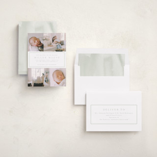 This is a leaf birth announcements with standard by Kristie Kern called camden printing on recycled smooth signature in standard