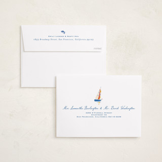 This is a maritime birth announcements with standard by Corinne Malesic called little sail boat printing on recycled smooth signature in standard