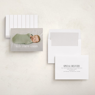 This is a cloud birth announcements with standard by Owl and Toad called simply stated printing on recycled smooth signature in standard