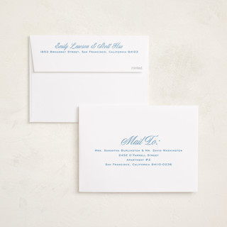 This is a chambray birth announcements with standard by Megan Davis called chambray printing on recycled smooth signature in standard