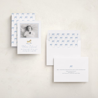 This is a powder birth announcements with standard by Pati Cascino called ternure printing on recycled smooth signature in standard