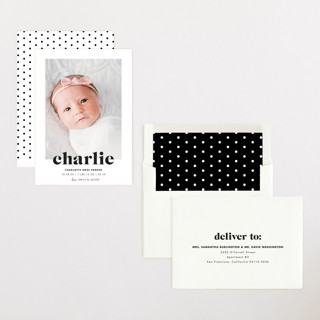 This is a midnight birth announcements with standard by Shirley Lin Schneider called bold nickname printing on recycled smooth signature in standard