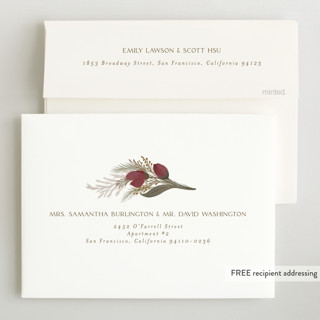 This is a mulberry birth announcements with standard by Joanna Griffin called boho bouquet printing on recycled smooth signature in standard