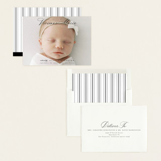 This is a noir birth announcements with standard by Ashlee Townsend called enchanted love printing on recycled smooth signature in standard