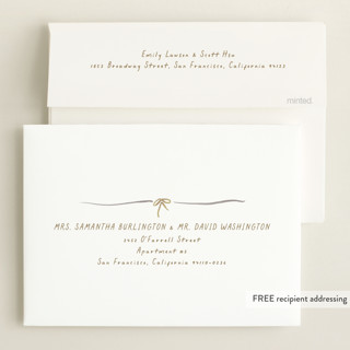 This is a pebble birth announcements with standard by Susan Zinader called preppy bow border printing on recycled smooth signature in standard