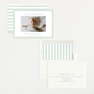 This is a sea salt birth announcements with standard by Pixel and Hank called story printing on recycled smooth signature in standard