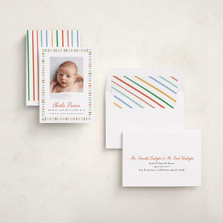 This is a rainbow birth announcements with standard by Maria Alou called coloring book printing on recycled smooth signature in standard