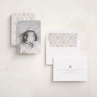 This is a cotton birth announcements with standard by Olivia Raufman called bold intro printing on recycled smooth signature in standard