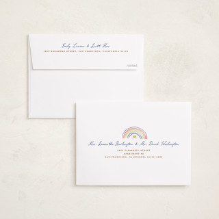 This is a rainbow birth announcements with standard by Maja Cunningham called starlight printing on recycled smooth signature in standard