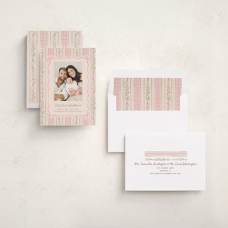 This is a ballet slipper birth announcements with standard by Creo Study called cottagecore wallpaper printing on recycled smooth signature in standard