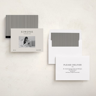 This is a noir birth announcements with standard by Jackie Crawford called simone printing on recycled smooth signature in standard