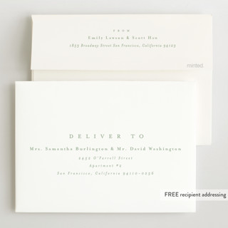 This is a moss birth announcements with standard by Lea Delaveris called linen frame printing on recycled smooth signature in standard