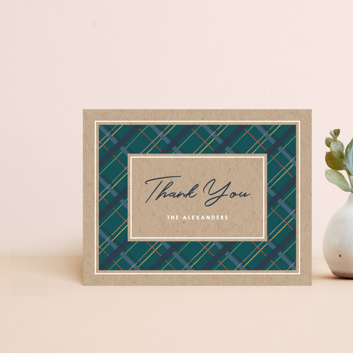 Winter Plaid Thank You Card
