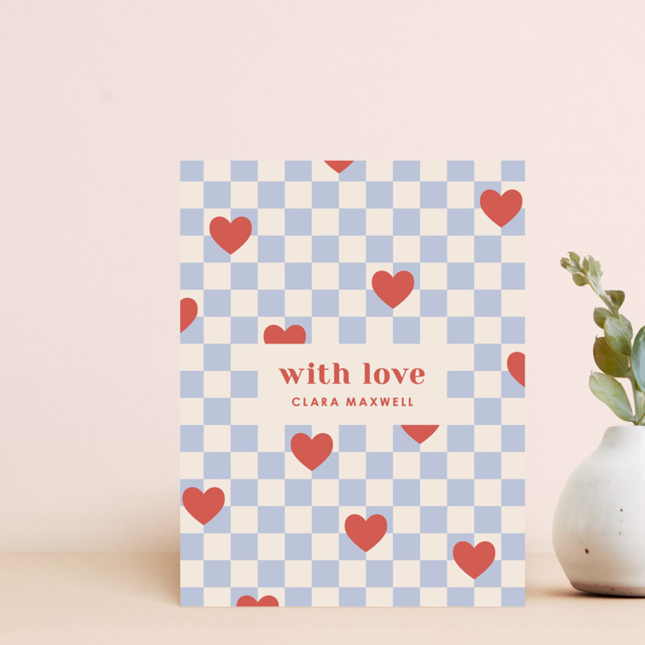 Checkered Hearts Note Card