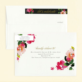 This is a peony kids birthday invitations with foil pressed by Angela Marzuki called butterfly garden printing on signature in standard