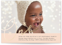 This is a pink kids birthday invitation by Erica Krystek called Shimmering One with foil-pressed printing on smooth signature in standard.