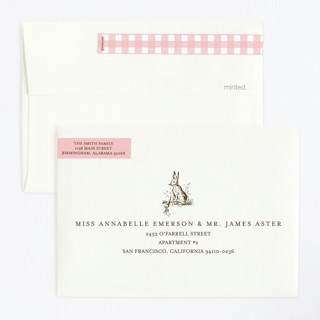 This is a blush kids birthday invitations with standard by Megan Davis called classic bunny printing on signature in standard