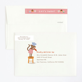 This is a berry kids birthday invitations with standard by Jennifer Wick called let's bake! printing on signature in standard