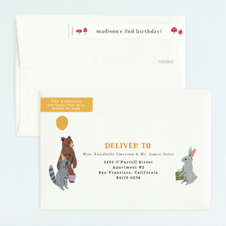 This is a icing kids birthday invitations with standard by Cass Loh called woodland party animals printing on signature in standard